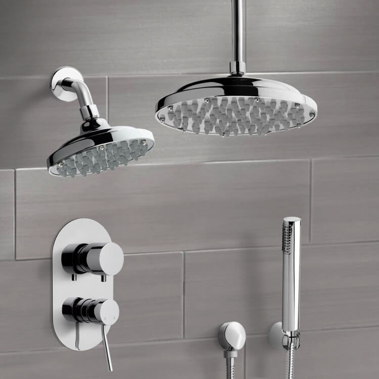 Shower Faucet Dual Shower Head Shower System with Handheld Remer DCS01